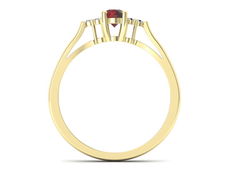 Złoty pierścionek z granatem i brylantami - p16248zgr — zdjęcie 2