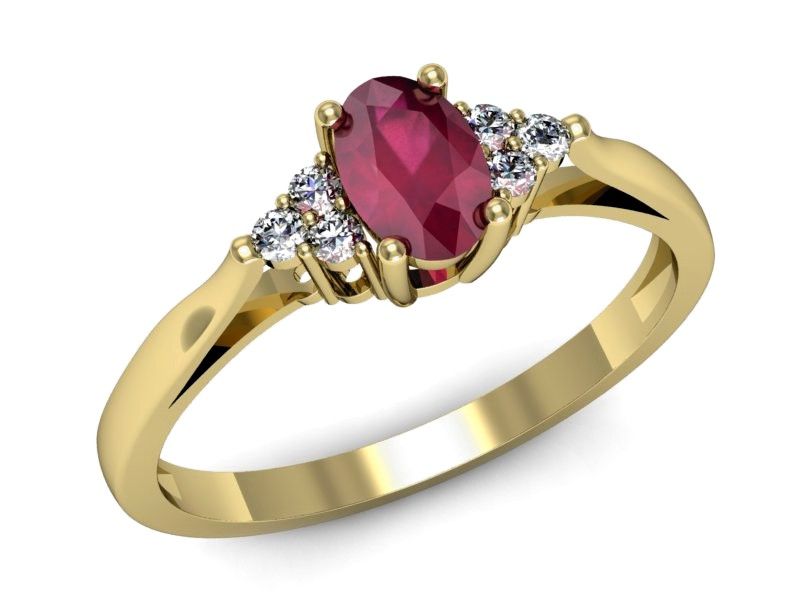 Złoty pierścionek z rubinem i brylantami złoto proba 585 - p16248zr
