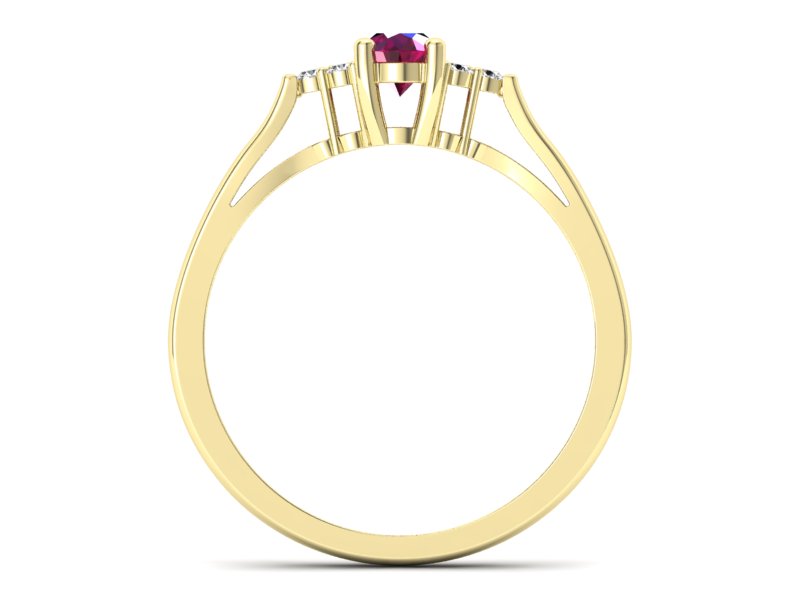 Złoty pierścionek z rubinem i brylantami - p16248zr — zdjęcie 2