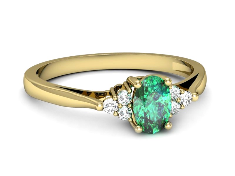 Złoty pierścionek ze szmaragdem i brylantami - p16248zsm — zdjęcie 5