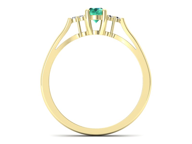 Złoty pierścionek ze szmaragdem i brylantami - p16248zsm — zdjęcie 2