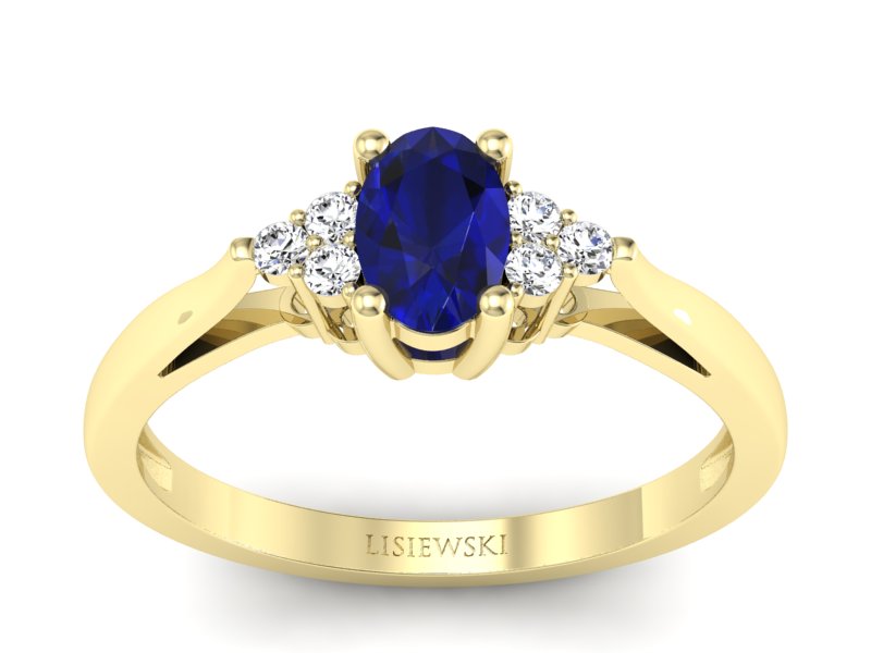 Złoty pierścionek ze spinelem i brylantami - p16248zsp