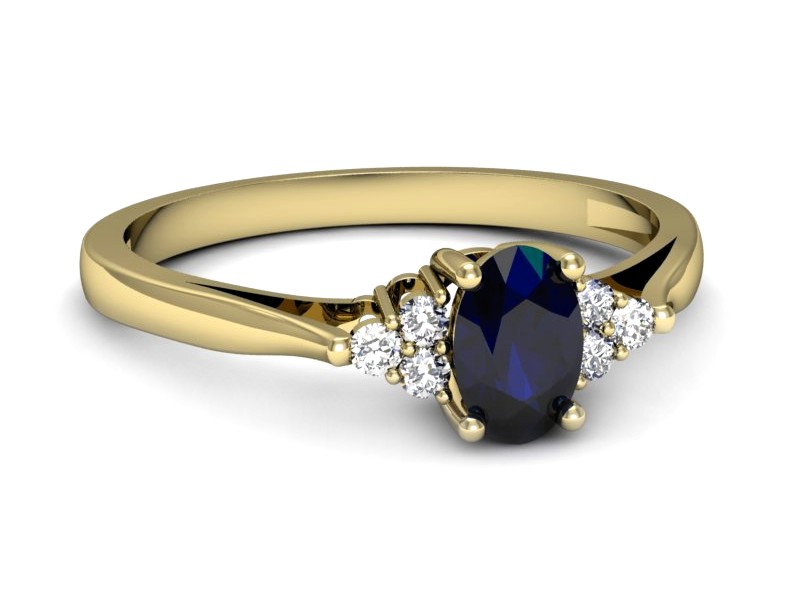 Złoty pierścionek z szafirem i brylantami - p16248zsz — zdjęcie 5