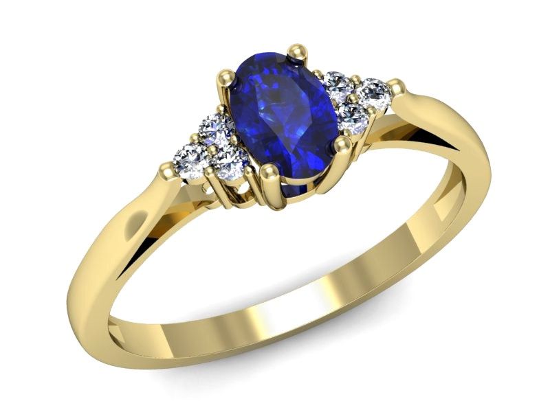 Złoty pierścionek z szafirem i diamentami złoto proba 585 - p16248zszc