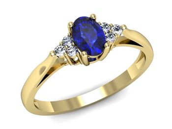 Złoty pierścionek z szafirem i diamentami - p16248zszc - 1