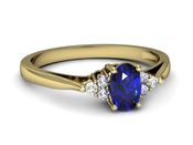 Złoty pierścionek z szafirem i diamentami - p16248zszc - 2