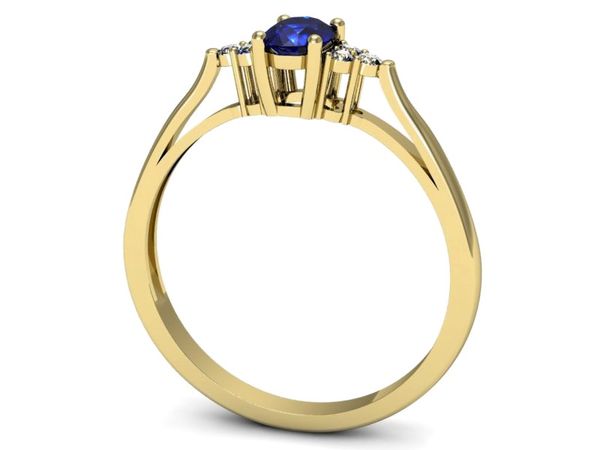 Złoty pierścionek z szafirem i diamentami - p16248zszc