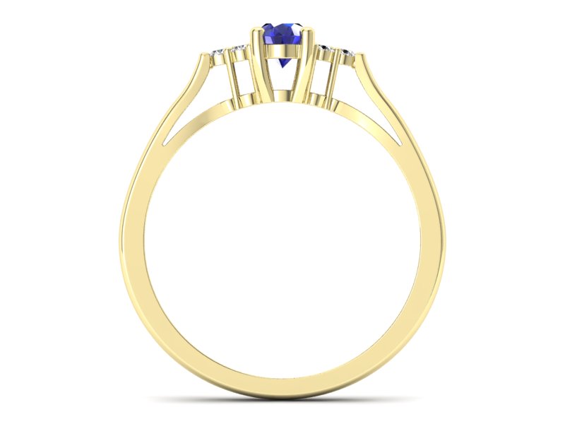 Złoty pierścionek z szafirem i diamentami - p16248zszc — zdjęcie 2