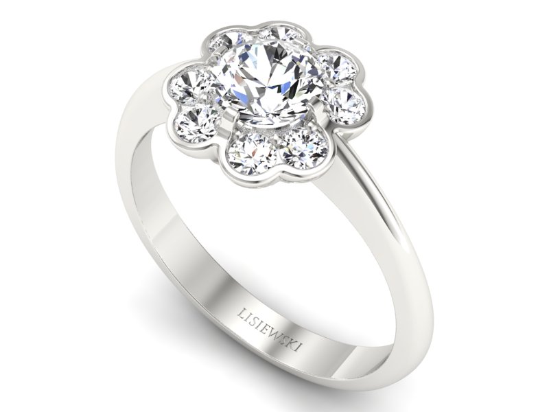 Złoty pierścionek z brylantami - p16250b — zdjęcie 3