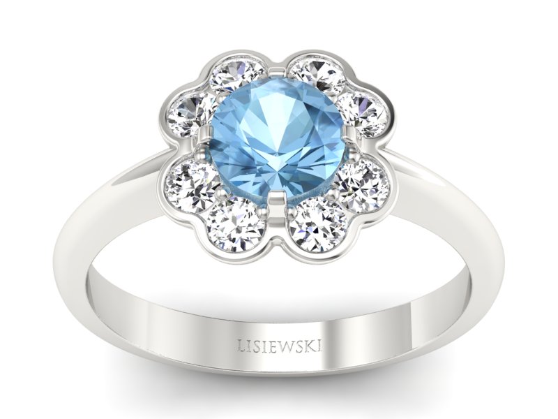 Złoty pierścionek z topazem i brylantami - p16250ba