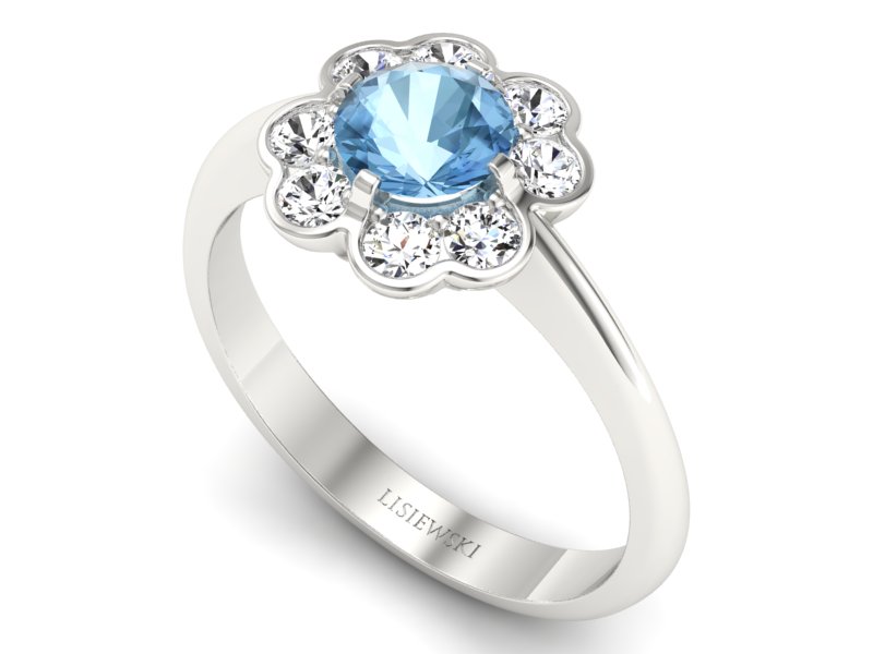 Złoty pierścionek z topazem i brylantami - p16250ba — zdjęcie 3