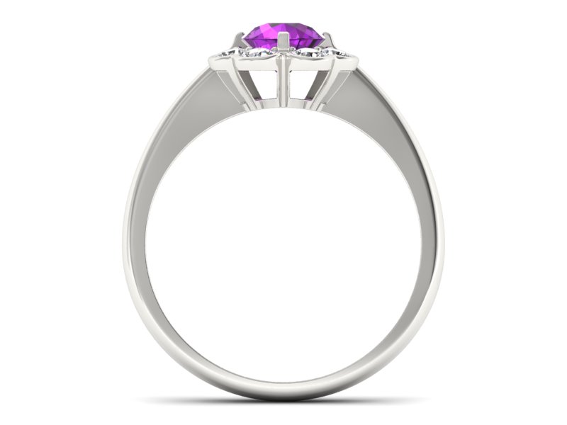 Złoty pierścionek z ametystem i brylantami - p16250bat — zdjęcie 2