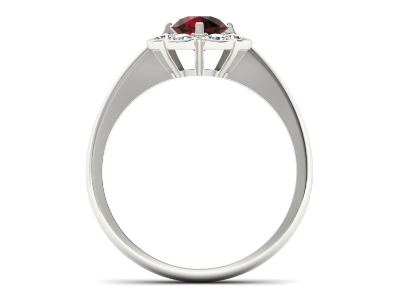 Pierścionek białe złoto z granatem i brylantami - p16250bgr — zdjęcie 2