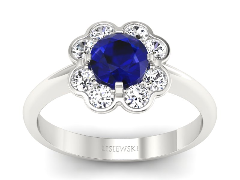 Złoty pierścionek ze spinelem i brylantami - p16250bsp