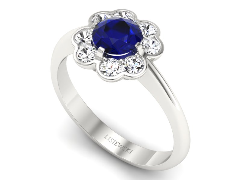 Złoty pierścionek ze spinelem i brylantami - p16250bsp — zdjęcie 3