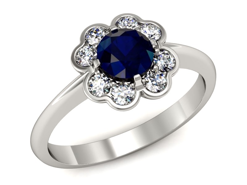 Pierścionek z szafirem białe złoto z brylantami gold 14k - p16250bsz - 1