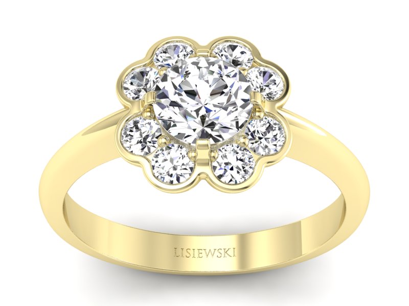 Złoty pierścionek z brylantami żółte złoto - p16250z