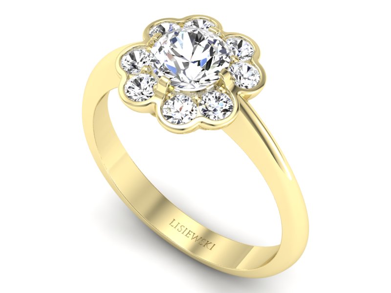 Złoty pierścionek z brylantami żółte złoto - p16250z — zdjęcie 3