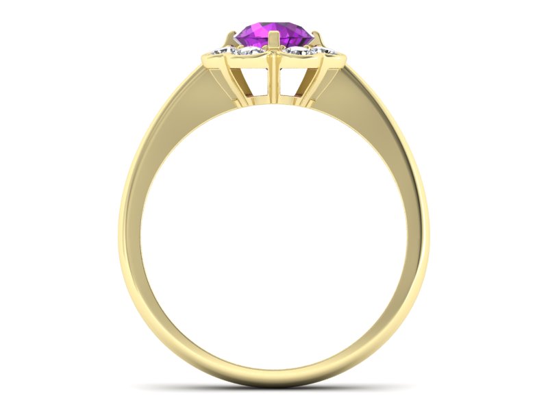 Pierścionek ametyst i brylanty żółte złoto - p16250zat — zdjęcie 2
