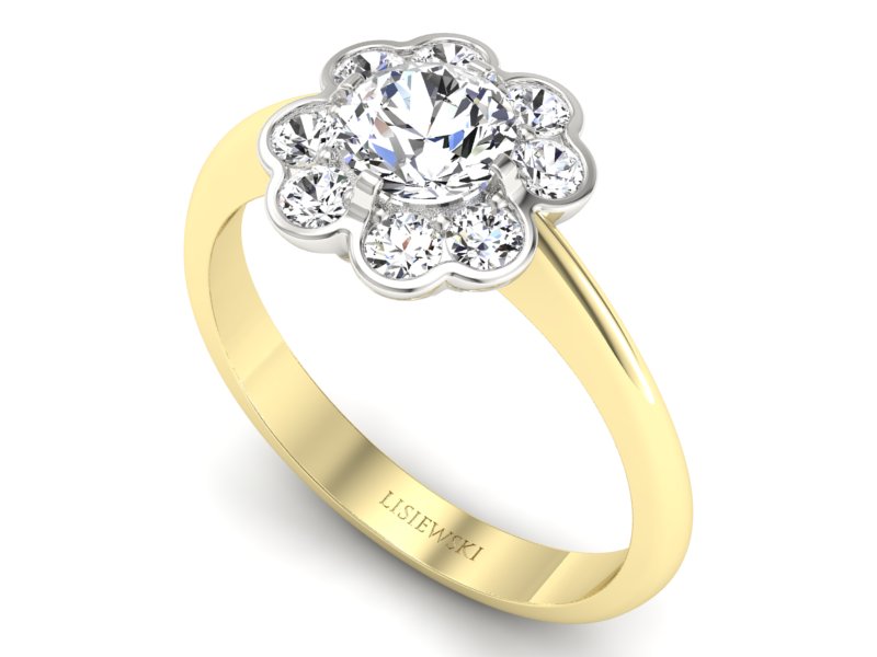 Pierścionek z diamentami żółte i białe złoto - p16250zb — zdjęcie 3