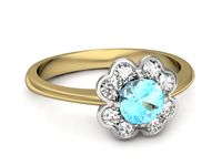 Pierścionek topaz i brylanty białe i żółte złoto próba 585 - p16250zba- 2