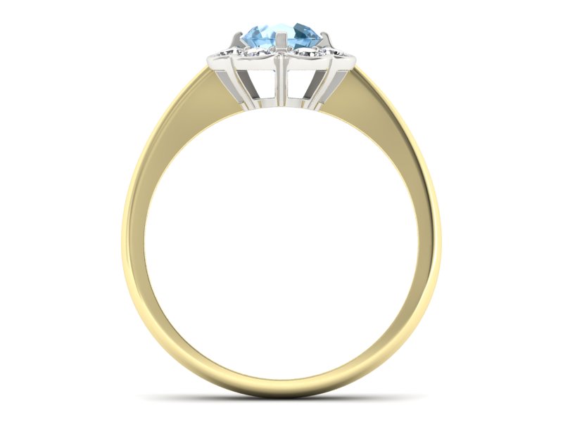 Pierścionek topaz i brylanty białe i żółte złoto - p16250zba — zdjęcie 2