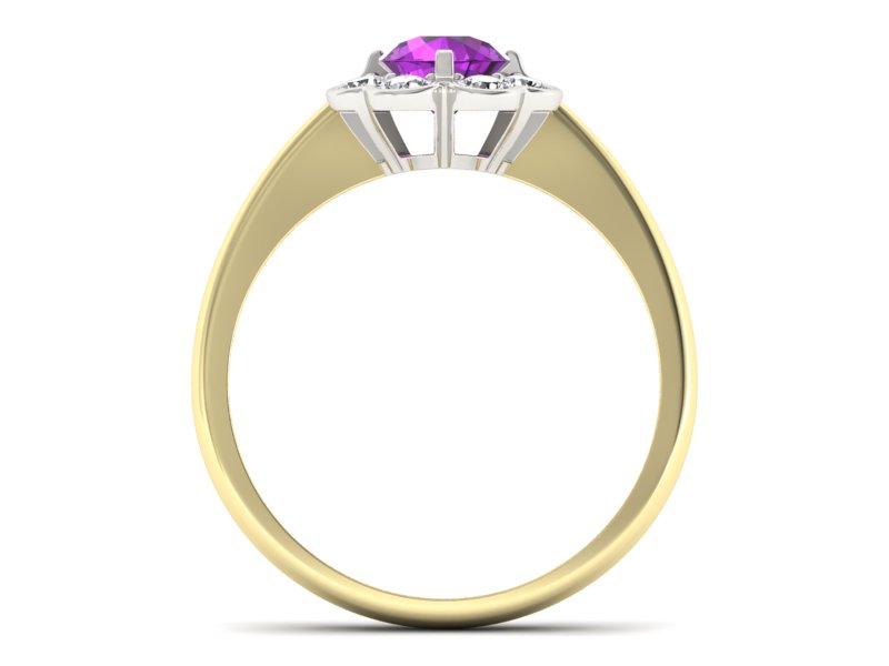 Złoty pierścionek ametyst brylanty złoto - p16250zbat — zdjęcie 2