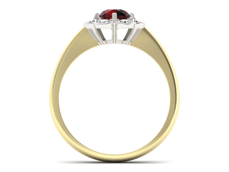 Pierścionek z diamentami i granatem - p16250zbgr — zdjęcie 2