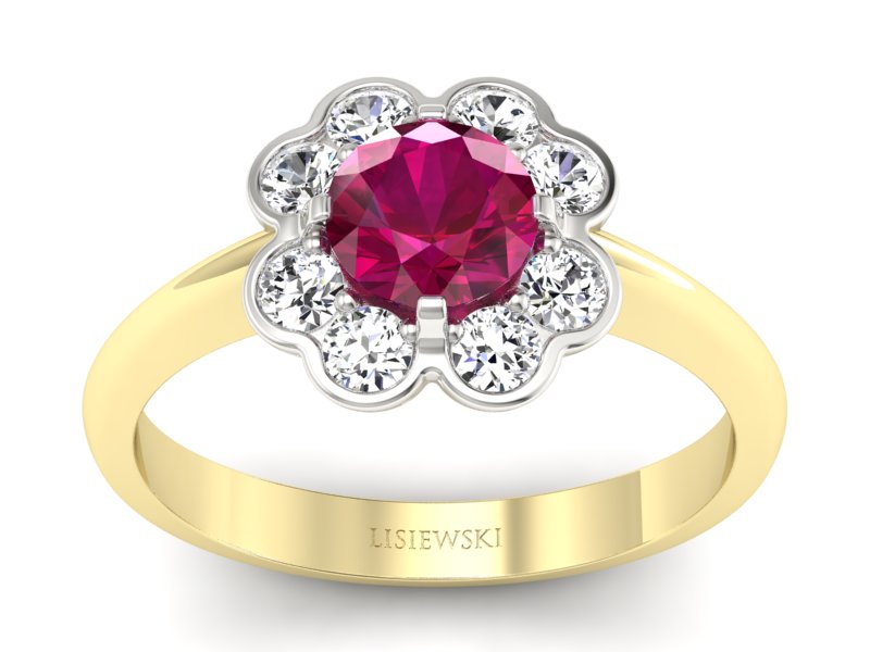 Pierścionek z rubinem i diamentami - p16250zbr