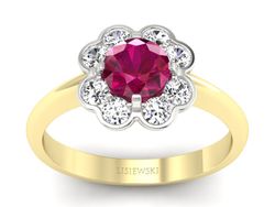 Pierścionek z rubinem i diamentami - p16250zbr