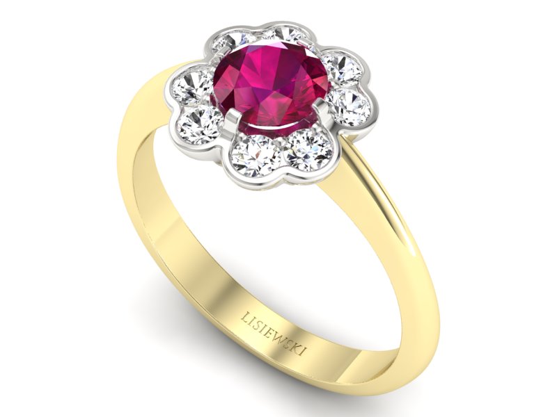 Pierścionek z rubinem i diamentami - p16250zbr — zdjęcie 3
