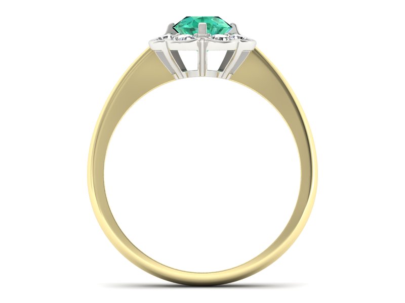 Złoty pierścionek ze szmaragdem i diamentami - p16250zbsm — zdjęcie 2
