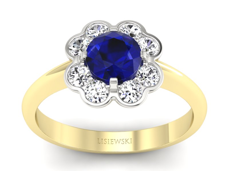 Złoty pierścionek ze spinelem i brylantami - p16250zbsp