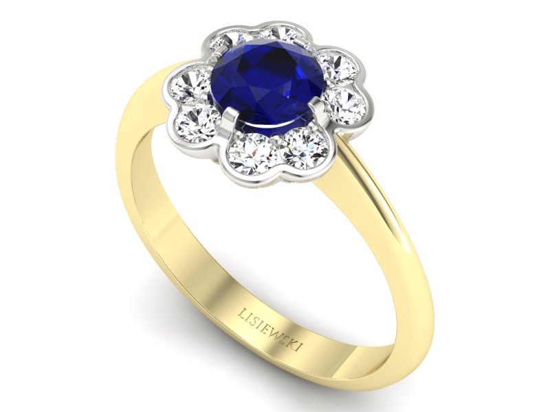 Złoty pierścionek ze spinelem i brylantami - p16250zbsp — zdjęcie 3