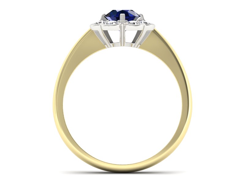 Pierścionek szafir i diamenty żółte białe złoto - p16250zbsz — zdjęcie 2