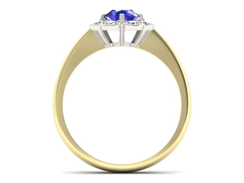 Pierścionek szafir i diament żółte białe złoto - p16250zbszc — zdjęcie 2