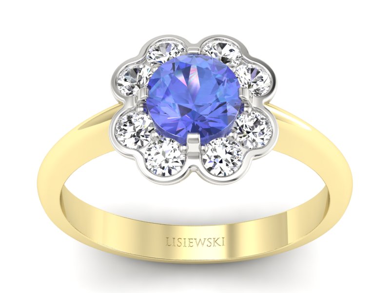 Pierścionek z tanzanitem i brylantami - p16250zbt