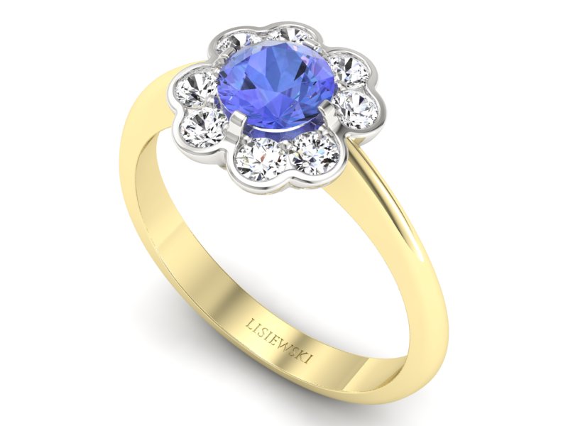 Pierścionek z tanzanitem i brylantami - p16250zbt — zdjęcie 3