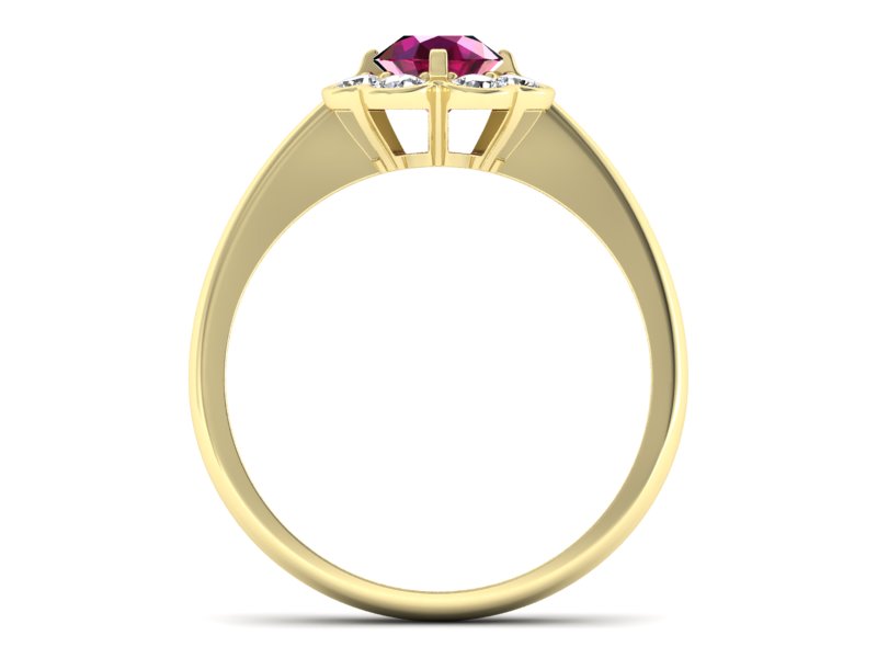 Pierścionek z rubinem i brylantami żółte złoto - p16250zr — zdjęcie 2
