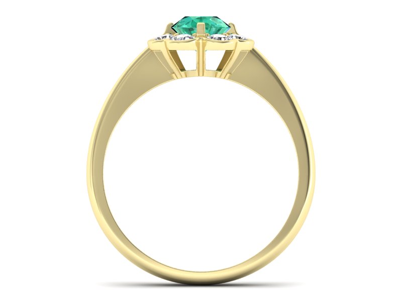 Złoty pierścionek ze szmaragdem i diamentami - p16250zsm — zdjęcie 2