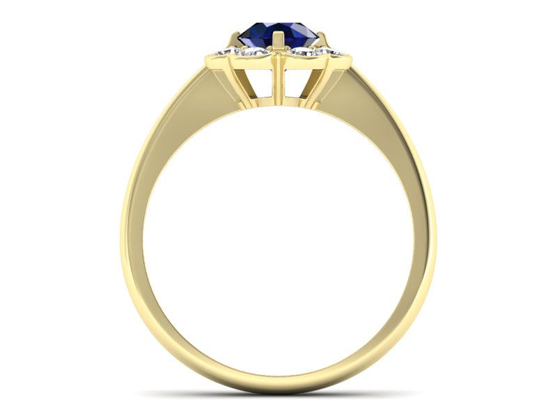 Złoty pierścionek z szafirem i diamentami - p16250zsz — zdjęcie 2