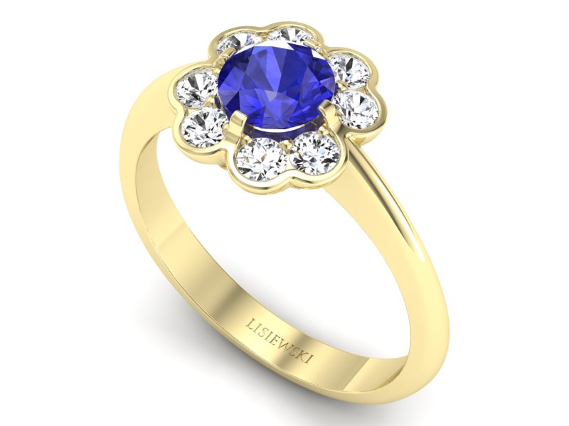 Pierścionek szafir i brylanty żółte białe złoto - p16250zszc — zdjęcie 3