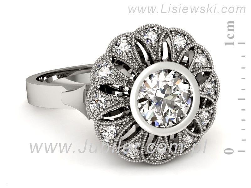 Złoty pierścionek z brylantami białe złoto - p16253b — zdjęcie 2