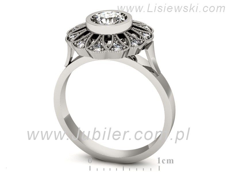 Złoty pierścionek z brylantami białe złoto - p16253b — zdjęcie 3