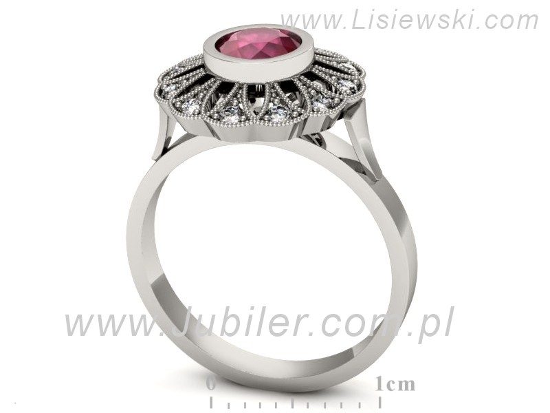 Pierścionek z rubinem i brylantami białe złoto - p16253br — zdjęcie 3