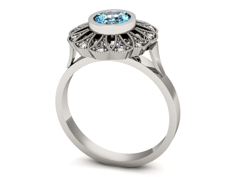 Pierścionek z topazem i brylantami białe złoto - p16253btp — zdjęcie 3
