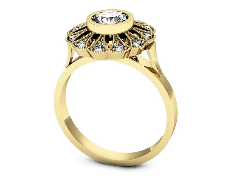 Złoty pierścionek z brylantami żółte złoto - p16253z — zdjęcie 3