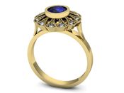 Złoty pierścionek z szafirem i diamentami - p16253zszc - 3