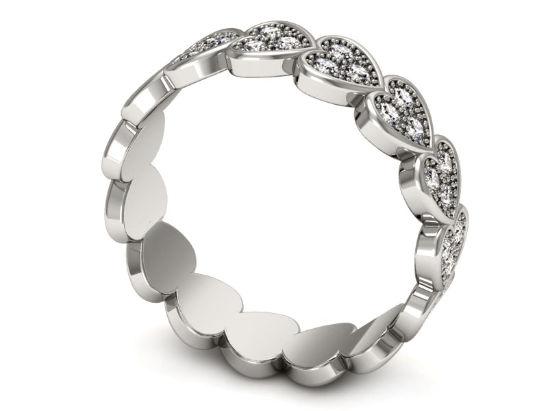 Pierścionek obrączka z brylantami białe złoto - p16254b — zdjęcie 2