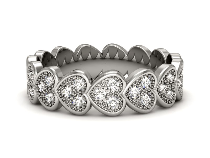 Pierścionek obrączka z brylantami białe złoto - p16254b — zdjęcie 3